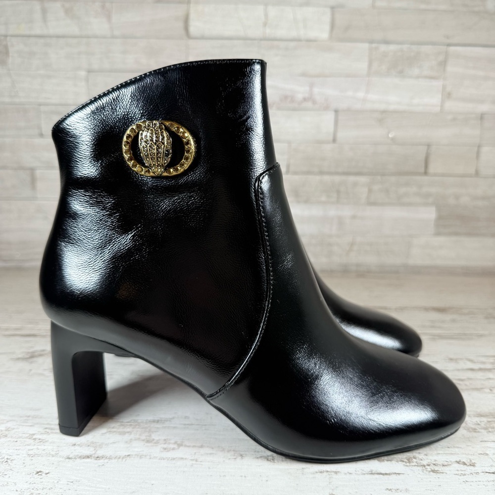 Kurt Geiger London Black Chelsea Square Toe Eagle Head Leather Boots 36.5 -6.5US - Picture 2 of 15